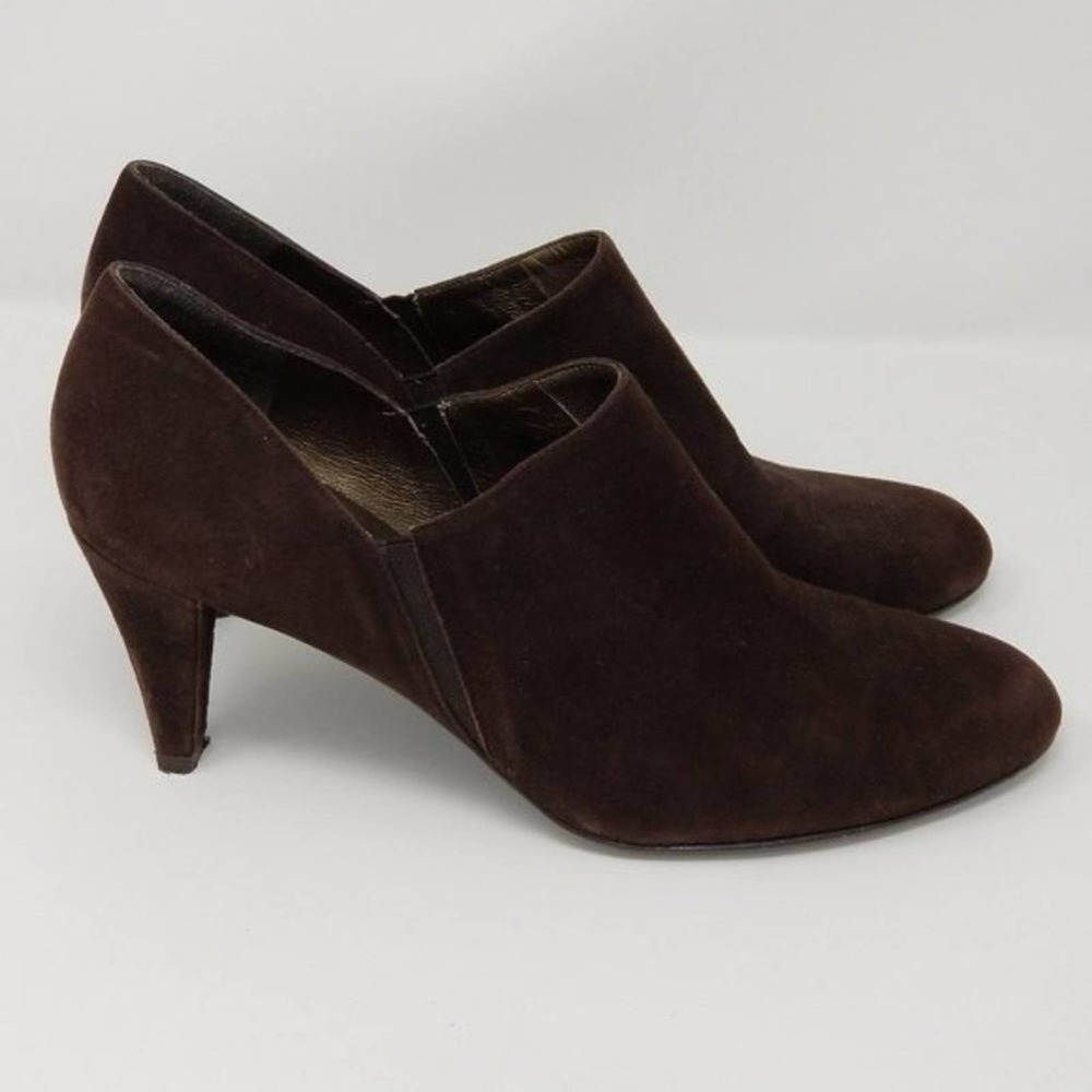 Stuart Weitzman Women's Suede Slip On High Heel Ankle Booties Brown Size 9
